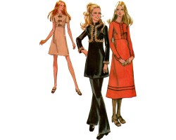 2644 MCCALLS 1970 EMPIRE DRESS LENGTHS, TOP, PANTS PATTERN 12 34" BUST